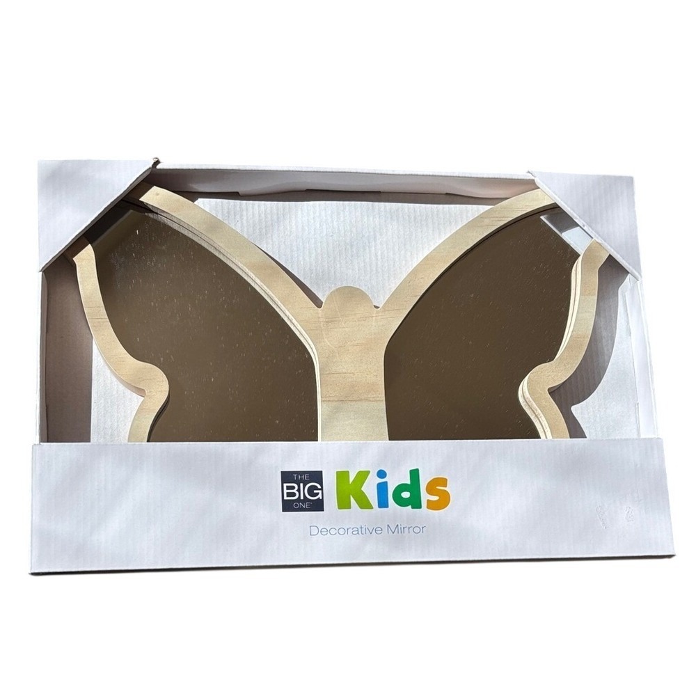 The Big One Kids Butterfly Shaped Mirror Wall Decor 15" Wood GIFT NEW